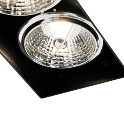 Spot encastré moderne noir GU10 AR70 sans bordure 2 lumières - Oneon