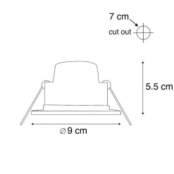 Spot encastré moderne noir avec LED 3 niveaux de luminosité IP65 - Blanca