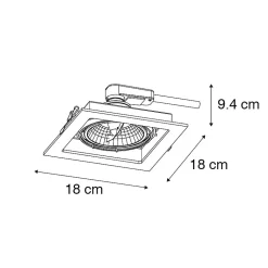 Spot encastré moderne noir orientable 18 cm - Artemis 111