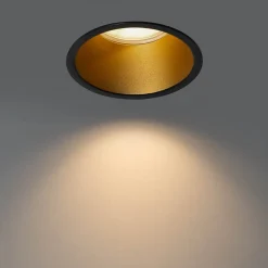 Spot encastré moderne noir avec intérieur doré GU10 70mm IP44 - Dept