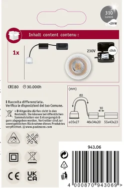 Spot encastré modulaire LED Nova Mini Coin rond 35mm Coin 4W 310lm 230V 2700K Clair