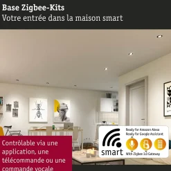 Spot encastré modulaire LED Smart Home Zigbee 3.0 Base Coin Kit de 1 rond 50mm Coin 4,9W 430lm 230V gradable 3000K Satiné