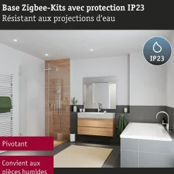 Spot encastré modulaire LED Smart Home Zigbee 3.0 Base Coin Kit de 1 rond 50mm Coin 4,9W 430lm 230V gradable 3000K Satiné