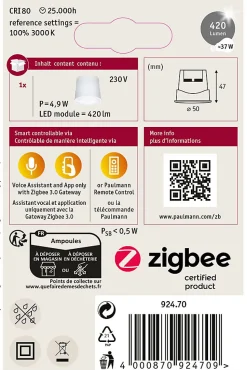 Spot encastré modulaire LED Smart Home Zigbee 3.0 Base Coin Kit de 1 rond 50mm Coin 4,9W 420lm 230V gradable RGBW+ Satiné