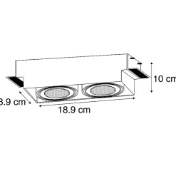 Spot encastré noir orientable et inclinable sans bordure 2 spots - Oneon Honey