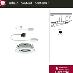 Spot encastré Nova Plus orientable IP65 rond 93mm 30 GU5,3 GU10 max. 35W 230 12V gradable Blanc dépoli Chrome