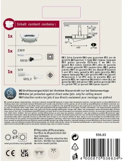Spot encastré Nova Plus orientable IP65 rond 93mm 30 GU5,3 GU10 max. 35W 230 12V gradable Blanc dépoli Chrome