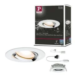 Spot encastré Nova Plus orientable IP65 rond 93mm 30 GU5,3 GU10 max. 35W 230 12V gradable Blanc dépoli Chrome