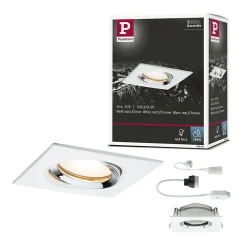 Spot encastré Nova Plus orientable IP65 carré 93x93mm 30 GU5,3 GU10 max. 35W 230 12V gradable Blanc dépoli Chrome