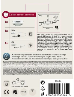 Spot encastré Nova Plus orientable IP65 carré 93x93mm 30 GU5,3 GU10 max. 35W 230 12V gradable Blanc dépoli Chrome