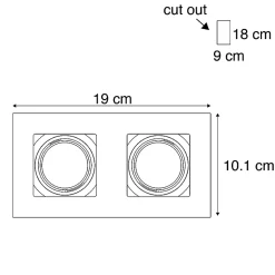 Spot encastré rectangulaire en acier 2 lumières - Qure