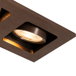 Spot encastré rectangulaire bronze foncé 2 lumières orientable et rotatif - Qure