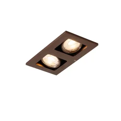 Spot encastré rectangulaire bronze foncé 2 lumières orientable et rotatif - Qure