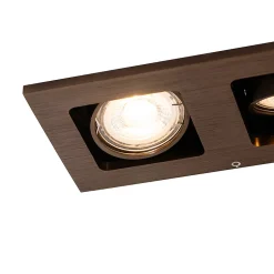Spot encastré rectangulaire bronze foncé 2 lumières orientable et rotatif - Qure