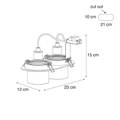 Spot encastré rond blanc GU10 inclinable 70 mm 2 lumières - Installa