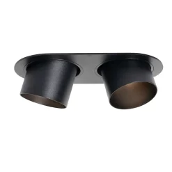 Spot encastré rond noir GU10 inclinable 70 mm 2 lumières - Installa