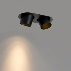 Spot encastré rond noir GU10 inclinable 70 mm 2 lumières - Installa