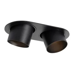Spot encastré rond noir GU10 inclinable 70 mm 2 lumières - Installa
