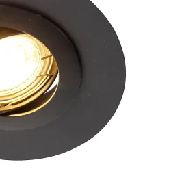 Spot encastré rond noir inclinable avec anneau de finition - Edu