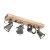 Spot encastré rustique noir avec bois 4 lumières orientables - Jelle