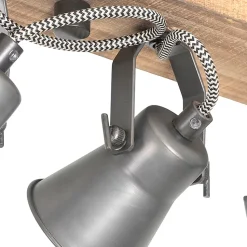 Spot encastré rustique noir avec bois 4 lumières orientables - Jelle