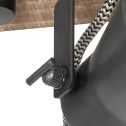 Spot encastré rustique noir avec bois 3 lumières orientables - Jelle