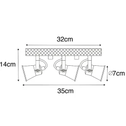 Spot encastré rustique noir avec bois 3 lumières orientables - Jelle