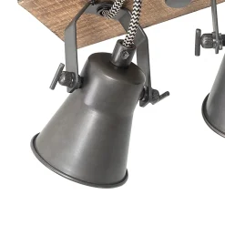 Spot encastré rustique noir avec bois 3 lumières orientables - Jelle