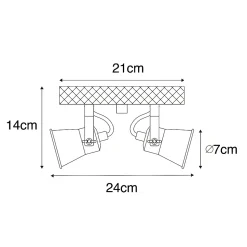 Spot encastré rustique noir avec bois 2 lumières orientables - Jelle