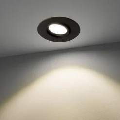 Spot encastrable au plafond IP44 noir, ampoule 3000K 5,5W GU10, orientable, encastrable, POLI EDO, 6 pcs.