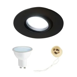 Spot encastrable au plafond IP44 noir, ampoule 6500K 7,5W GU10, orientable, encastrable, POLI EDO, 1 pc.