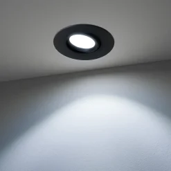 Spot encastrable au plafond IP44 noir, ampoule 6500K 7,5W GU10, orientable, encastrable, POLI EDO, 1 pc.
