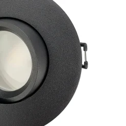 Spot encastrable au plafond IP44 noir, ampoule 4000K 5,5W GU10, orientable, encastrable, POLI EDO, 6 pcs.