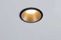Spot encastrable Cole LED intégrée blanc chaud IP44 470lm Ø8cm doré finition noire Paulmann