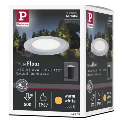 Spot encastrable d'extérieur solaire LED integrée acier gris IP67 2W 60lm 230V Paulmann