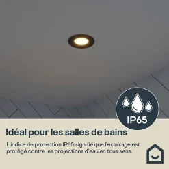 Spot encastrable Etana LED intégrée blanc chaud IP65 410lm 4.7W Ø8.5cmxH.3.1cm métal noir GoodHome