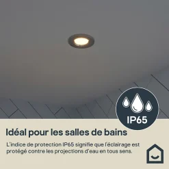 Spot encastrable Etana LED intégrée blanc chaud IP65 410lm 4.7W Ø8.5cmxH.3.1cm métal chrome GoodHome