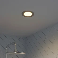 Spot encastrable Karluk LED intégrée variation de blancs IP65 500lm 6.5W Ø8xH.2,4cm argent GoodHome