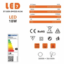Spot Encastrable Led Downlight Panel Extra-plat 18w Blanc Chaud 3000k