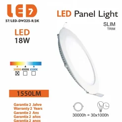 Spot Encastrable Led Downlight Panel Extra-plat 18w Blanc Chaud 3000k