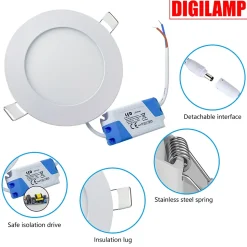 Spot Encastrable Led Downlight Panel Extra-plat 6w Blanc Chaud 3000k