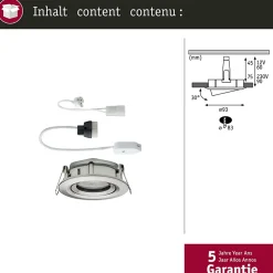 Spot encastrable moderne pour salle de bains GU10 et GU5.3 - Paulmann 93662 en fer brossé 35W