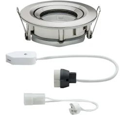 Spot encastrable moderne pour salle de bains GU10 et GU5.3 - Paulmann 93662 en fer brossé 35W