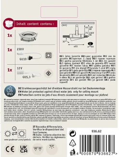 Spot encastrable moderne pour salle de bains GU10 et GU5.3 - Paulmann 93662 en fer brossé 35W
