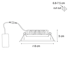 Spot encastrable noir inclinable 8,2 cm avec LED à intensité variable et blanc chaud IP54 Ultra Slim - Pupil