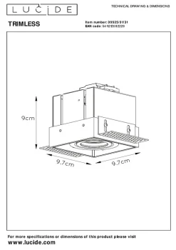 Spot encastrable TRIMLESS en aluminium avec 1xGU10 - Blanc - Lucide