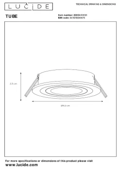Spot encastrable TUBE en aluminium avec 1xGU10 - Blanc - Lucide