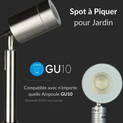 Spot Extérieur à Piquer Acier Inoxydable IP44 pour Ampoule GU10 - SILAMP