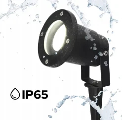 Spot Extérieur avec Piquet GU10 HORTUS Noir+GU10 5,5W 4000K 500lm neutre Étanche IP65 Lampe de Jardin à Piquer Projecteur Piquet