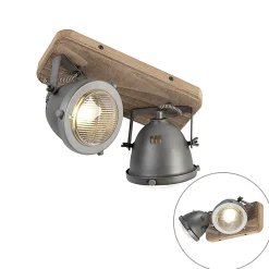 Spot industriel en acier avec fixation en bois et inclinable 2 lumières - Emado